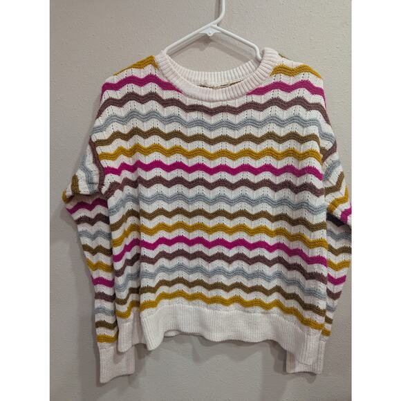 Cheerful long sleeve knit multicolor striped sweater by Lou & Grey for Loft, XS - Picture 2 of 9